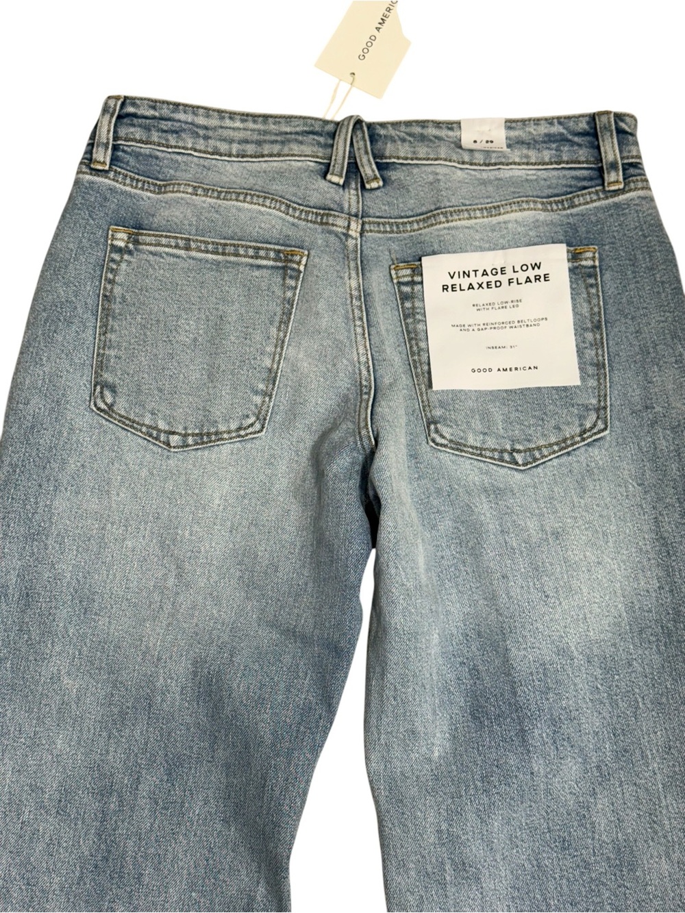 Good American Good Vintage Low Relaxed Flare Jeans Size 8 NWT Indigo 1288 wash - Picture 6 of 10